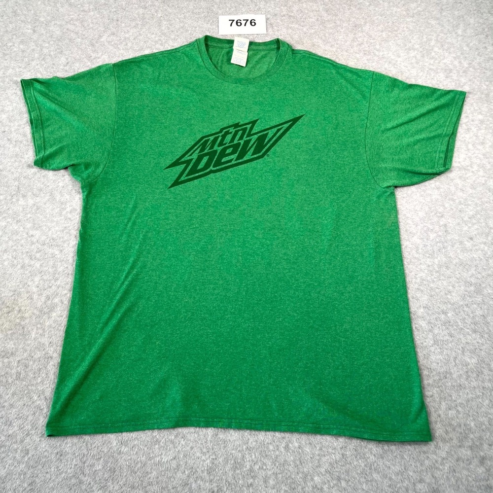 Delta Mountain Dew T Shirt Mens XL‎ Green Graphic Cotton Crew Neck Short Sleeve